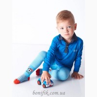 Хлопковые голубые колготки для мальчиков с рисунком футбольный мячик (арт. D 020-1)