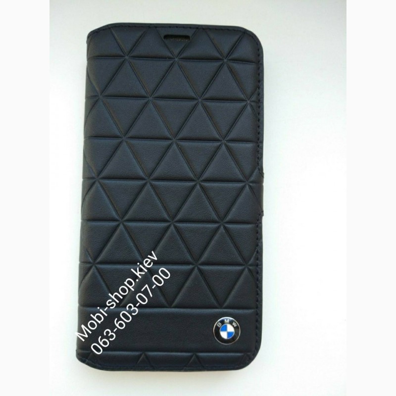 Фото 2. Кожаный чехол-книжка для iPhone X BMW Signature Embossed Hexagon Hard Leather, цвет черный