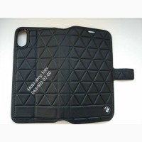 Кожаный чехол-книжка для iPhone X BMW Signature Embossed Hexagon Hard Leather, цвет черный