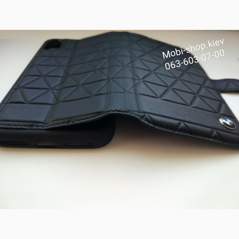 Фото 4. Кожаный чехол-книжка для iPhone X BMW Signature Embossed Hexagon Hard Leather, цвет черный