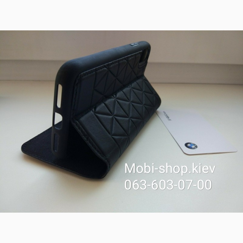 Фото 7. Кожаный чехол-книжка для iPhone X BMW Signature Embossed Hexagon Hard Leather, цвет черный