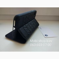 Кожаный чехол-книжка для iPhone X BMW Signature Embossed Hexagon Hard Leather, цвет черный