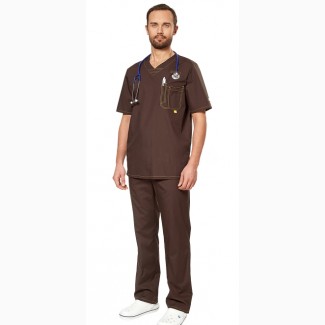 Медицинский мужской костюм Аура коричневый