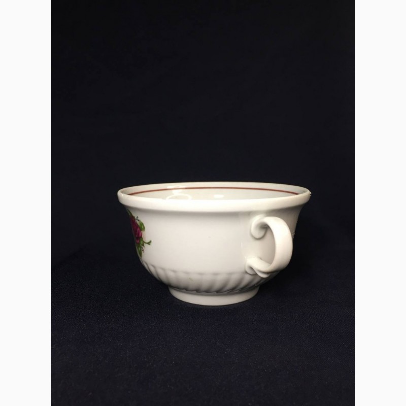 Фото 2. Фарфоровая Бульонница чашка для супа тарелка с ручками Полонне винтаж н1194