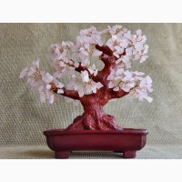 Дерево с розовыми камешками, бонсай, сувенир, 25х23х13см