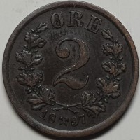 Норвегия, 2 эре 1897 год СОХРАН!! с311