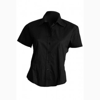 Рубашка женская с коротким рукавом черная хлопоку, блузка с коротким рукавом