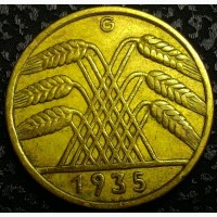 Германия 10 пфеннигов 1935 G год