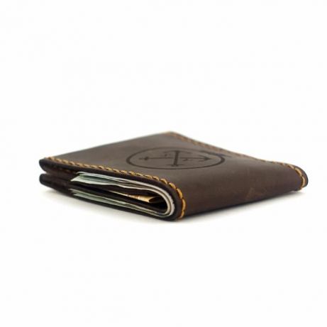 Тонкий кожаный кошелёк - мужской маленький портмоне, бумажник +Подарок