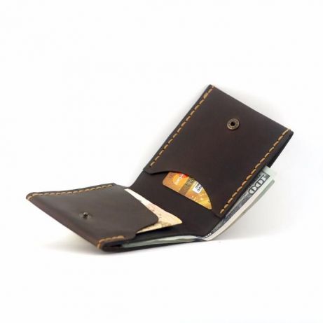 Фото 2. Тонкий кожаный кошелёк - мужской маленький портмоне, бумажник +Подарок