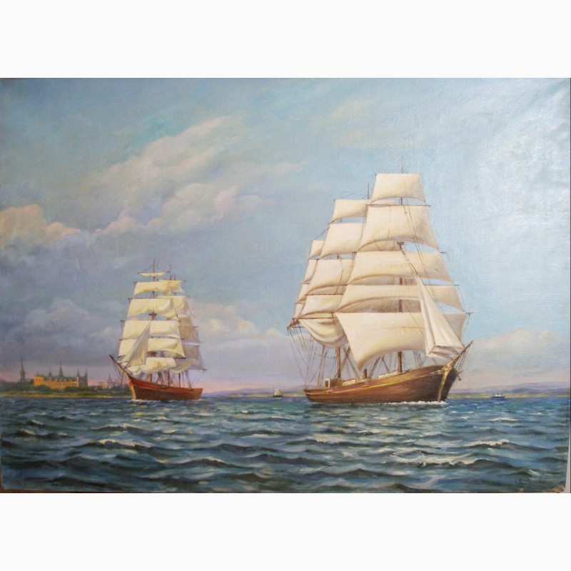 Фото 2. Продам старинную картину Море, 19 век