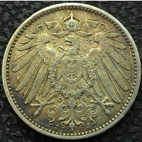 Германия 1 марка 1907 J год А Серебро! СОСТОЯНИЕ! к183