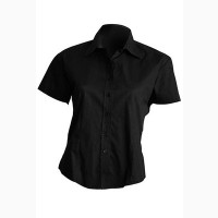 Рубашка женская с коротким рукавом, черная, 100% ХБ