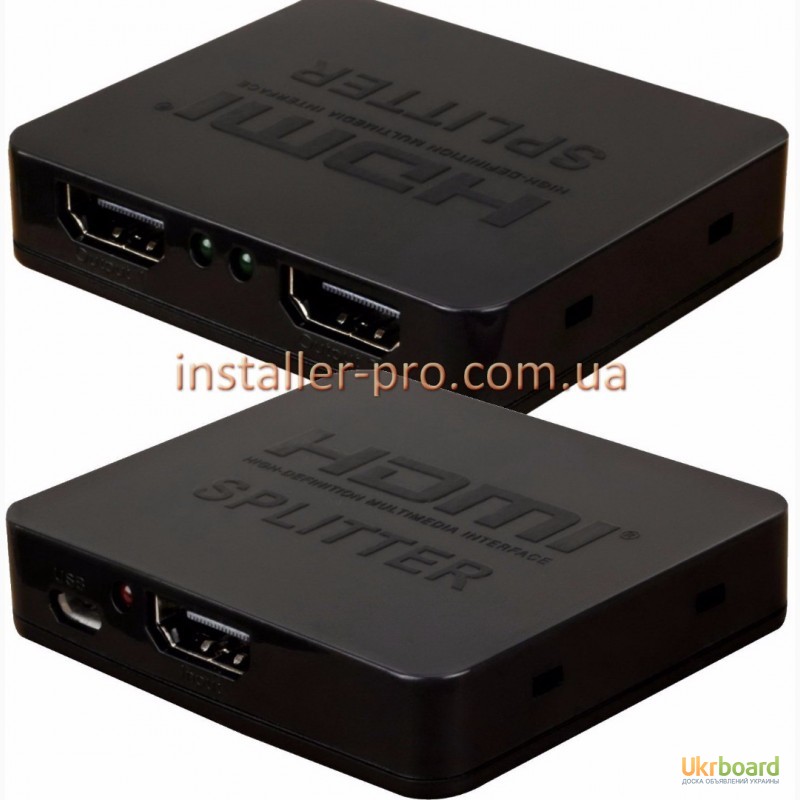 Фото 2. Ультратонкий сплиттер 1х2 USB-питание HDMI 1080р 1.4 до 20 метров