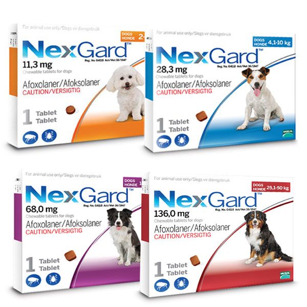 НексГард таблетка от блох и клещей для собак NexGard Merial