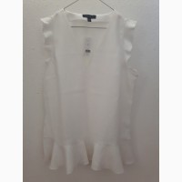 Блуза с V-образным вырезом и рюшами белая новая Banana Republic размер L/G