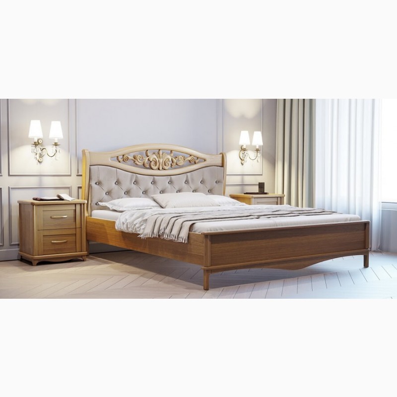 Фото 3. Двуспальная деревянная кровать Славия с тумбами 2шт