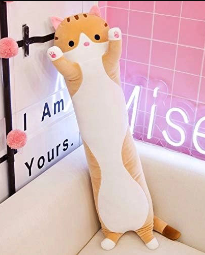 Фото 2. М#039;яка плюшева іграшка подушка обіймашка Довгий Кіт (Батон) (70 см) Колір: коричневий