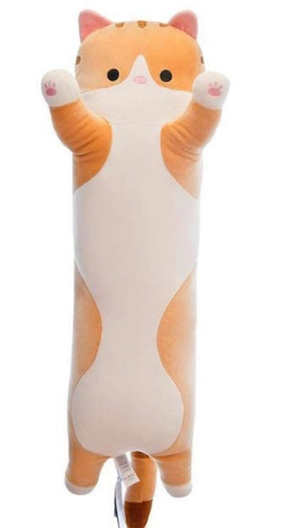 Фото 3. М#039;яка плюшева іграшка подушка обіймашка Довгий Кіт (Батон) (70 см) Колір: коричневий