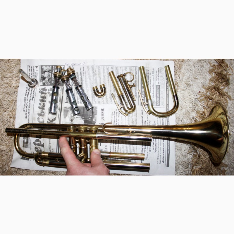 Фото 11. Труба trumpet Музична помпова Sirius 2 Amati Kraslice (ЧЕХІЯ) золото гарний стан лак