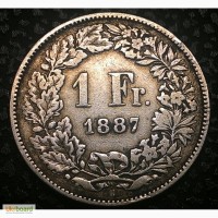 Швейцария 1 франк 1887 год серебро