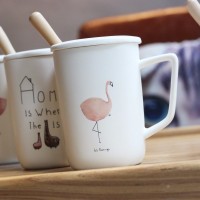 Чашка с крышкой и ложкой Fat Flamingo