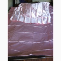Постельный набор 2 покрывала на кровать и 2 на подушку, розовый атлас