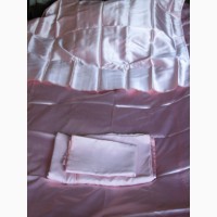 Постельный набор 2 покрывала на кровать и 2 на подушку, розовый атлас