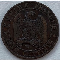 Франция 5 сантимов 1855 W год СОСТОЯНИЕ