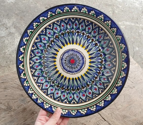 Фото 10. Ляган узбекская тарелка для подачи плова керамический ручная роспись Узбекская тарелка