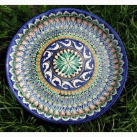 Ляган узбекская тарелка для подачи плова керамический ручная роспись Узбекская тарелка