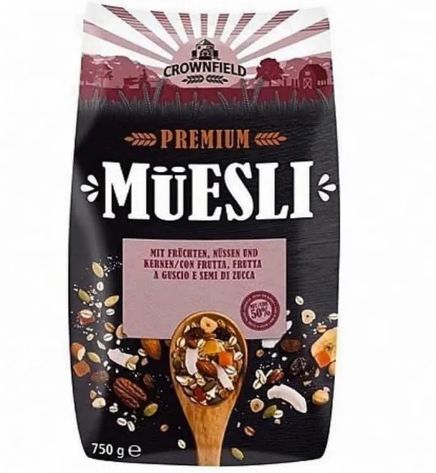 Фото 10. Мюсли Crownfield premium Musli с орехами/сухофруктами овсянка мюслі без сахара Германия