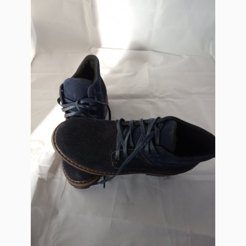 Ботинки женские замш Демисезонные синие ботинки на низком каблуке распродажа