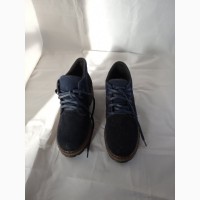 Ботинки женские замш Демисезонные синие ботинки на низком каблуке распродажа