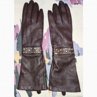 Кожаные, демисезонные, удлиненные перчатки Marks Spencer