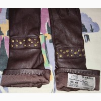 Кожаные, демисезонные, удлиненные перчатки Marks Spencer