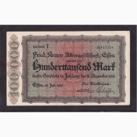 100 000 марок 1923г. Т 017350. Эссен. Германия