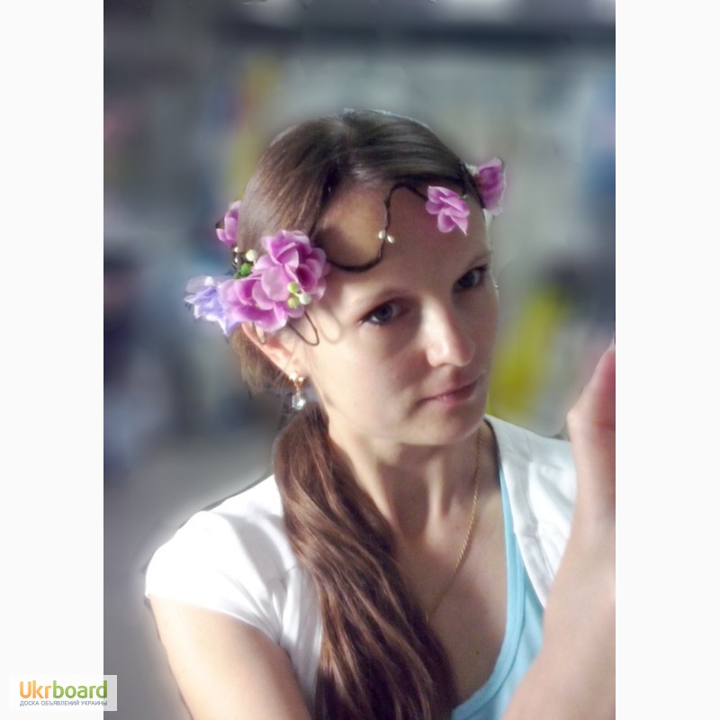 Фото 13. Венок Украинский, венок на обруче, дизайнерские веночки из живых и искусственных цветов
