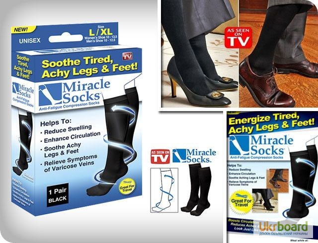 Фото 2. Компрессионные носки Miracle Socks, чудо носки