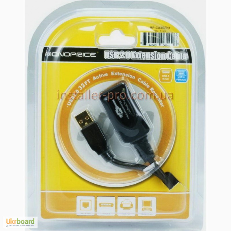 Фото 3. Monoprice USB 2.0 активный кабель 10 м штекер - гнездо