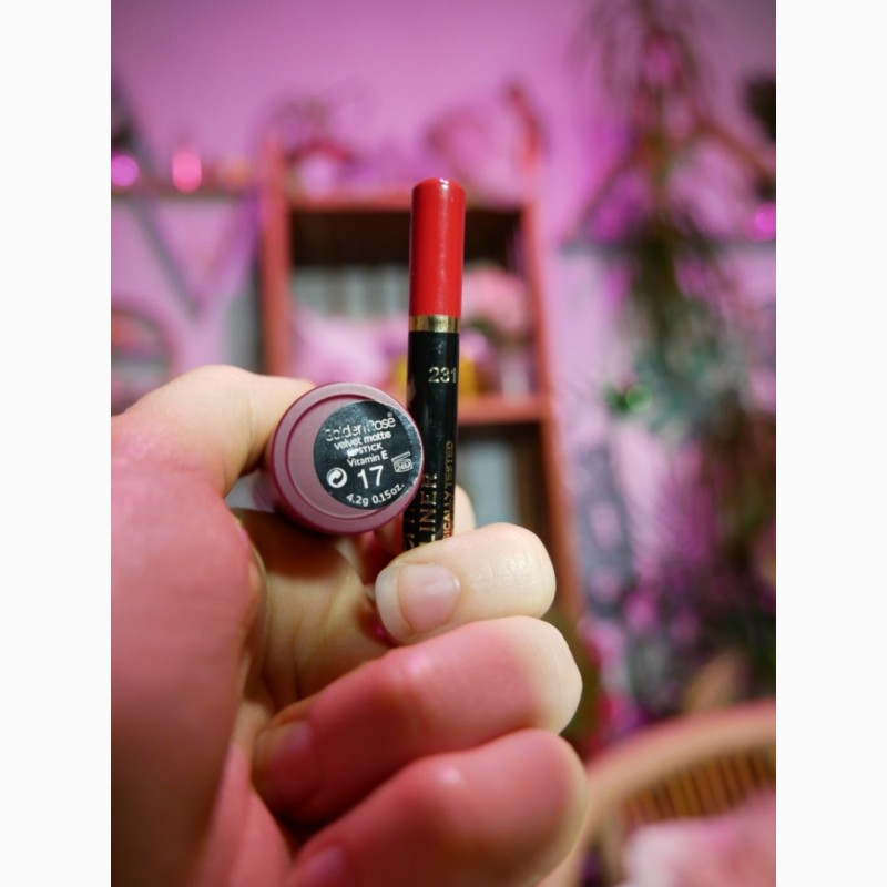 Фото 2. Продам Комплект Красно-Малиновая Матовая помада Golden Rose 17 + карандаш для губ 231