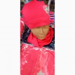 Детский весенний комплект: шапка с хомутом для девочек 1-2-3 года
