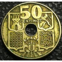 Испания 50 сентимос 1949 Якорь