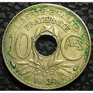 Франция 10 сантимов 1935 год СОХРАН