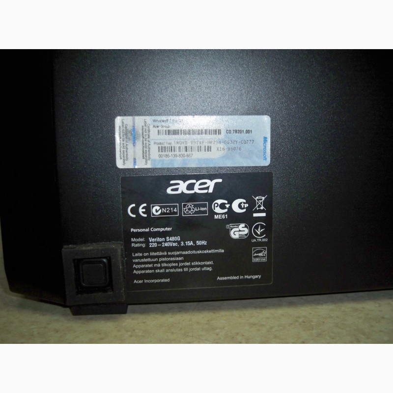 Фото 5. Комплект, компьютер Acer Veriton S480G, 2 ядра/500Гб/1Гб видео.+монитор 19