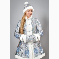 Новогодний шикарный карнавальный костюм Снегурочки, размеры 42-48