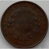 Восточная Индийская компания 1 цент 1845 год РЕДКАЯ!!! СОСТОЯНИЕ!!!!! г129