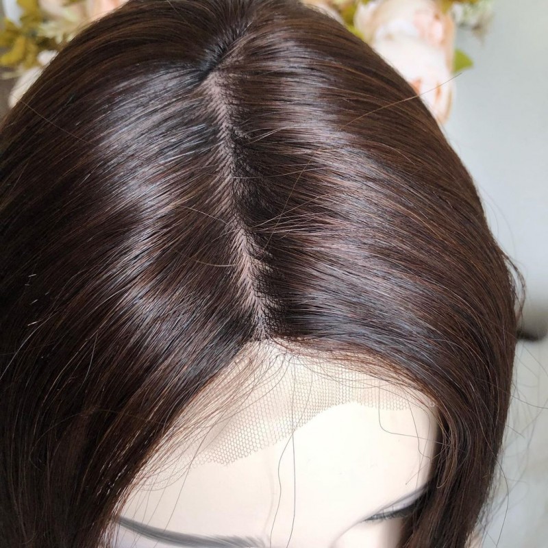 Фото 5. Парик натуральный на сетке 98 - качественный парик из 100% натуральных волос коричневый