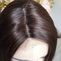 Парик натуральный на сетке 98 - качественный парик из 100% натуральных волос коричневый