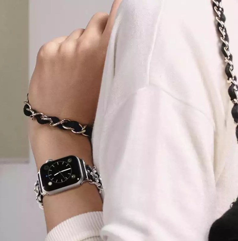 Фото 3. Металический Ремешок с кожаными вставками шанель для Apple Watch CHANEll 38/44 Шанель